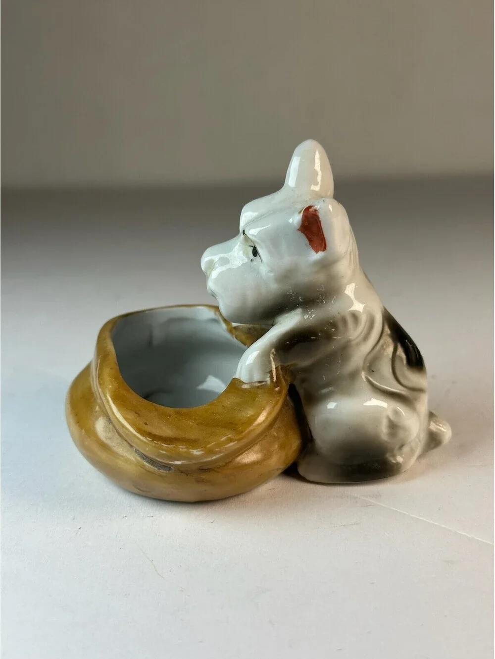 Vintage Occupied Japan Ceramic Dog Figurine Planter Trinket Dish D-3